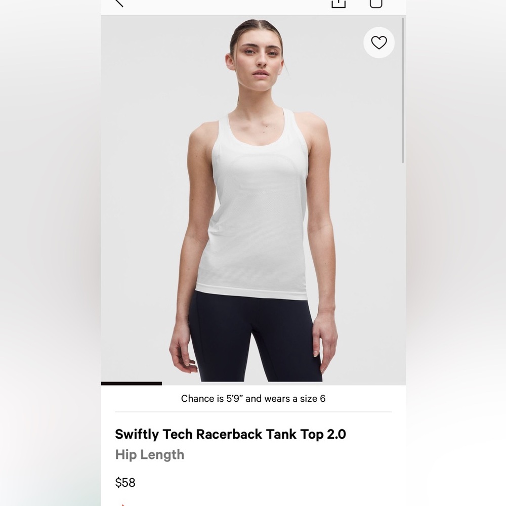 Lululemon Swiftly Tech Racerback Tank Top - White